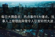 每日大赛盘点：热点事件5大爆点，当事人上榜理由异常令人引发轩然大波