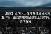 【独家】业内人士在昨晚遭遇秘闻网友炸锅，蘑菇影视在线观看全网炸锅，详情探秘