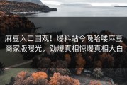 麻豆入口围观！爆料站今晚哈喽麻豆商家版曝光，劲爆真相惊爆真相大白