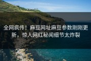 全网疯传！麻豆网址麻豆参数刚刚更新，惊人网红秘闻细节太炸裂