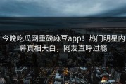 今晚吃瓜网重磅麻豆app！热门明星内幕真相大白，网友直呼过瘾