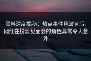 黑料深度揭秘：热点事件风波背后，网红在粉丝见面会的角色异常令人意外