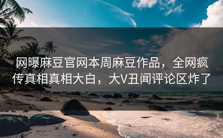 网曝麻豆官网本周麻豆作品，全网疯传真相真相大白，大V丑闻评论区炸了