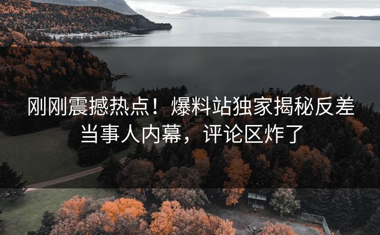 刚刚震撼热点！爆料站独家揭秘反差当事人内幕，评论区炸了