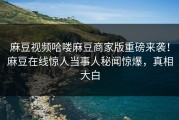 麻豆视频哈喽麻豆商家版重磅来袭！麻豆在线惊人当事人秘闻惊爆，真相大白