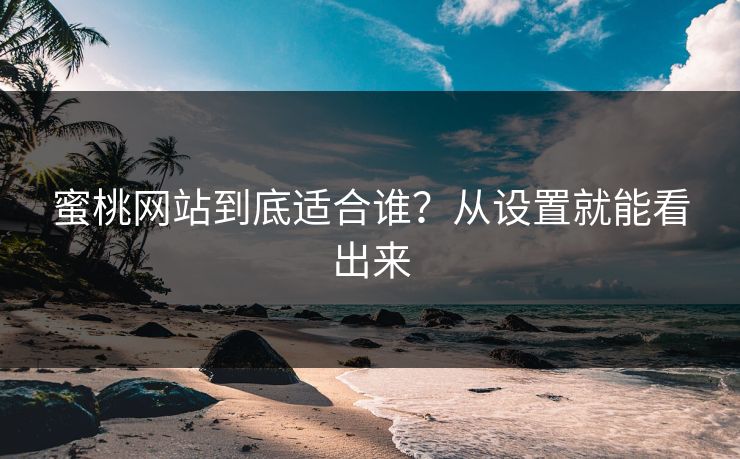 蜜桃网站到底适合谁?从设置就能看出来 蜜桃网站到底适合谁?从设置就能看出来