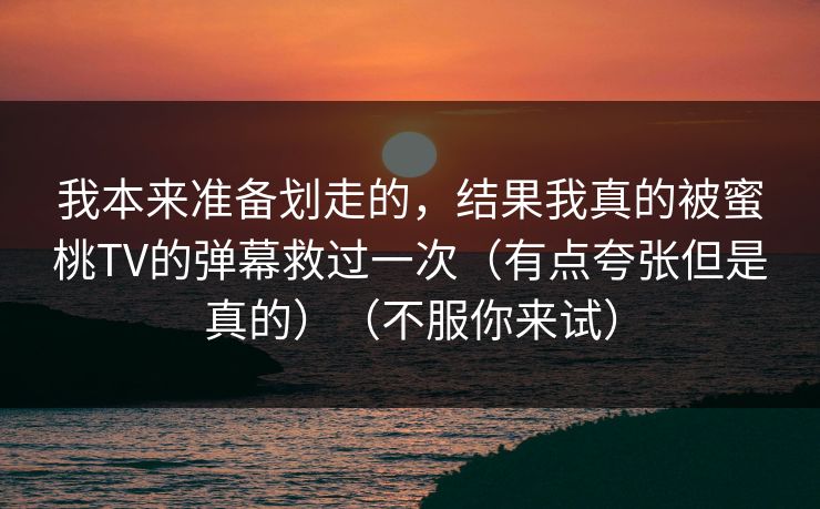 我本来准备划走的，结果我真的被蜜桃TV的弹幕救过一次（有点夸张但是真的）（不服你来试）